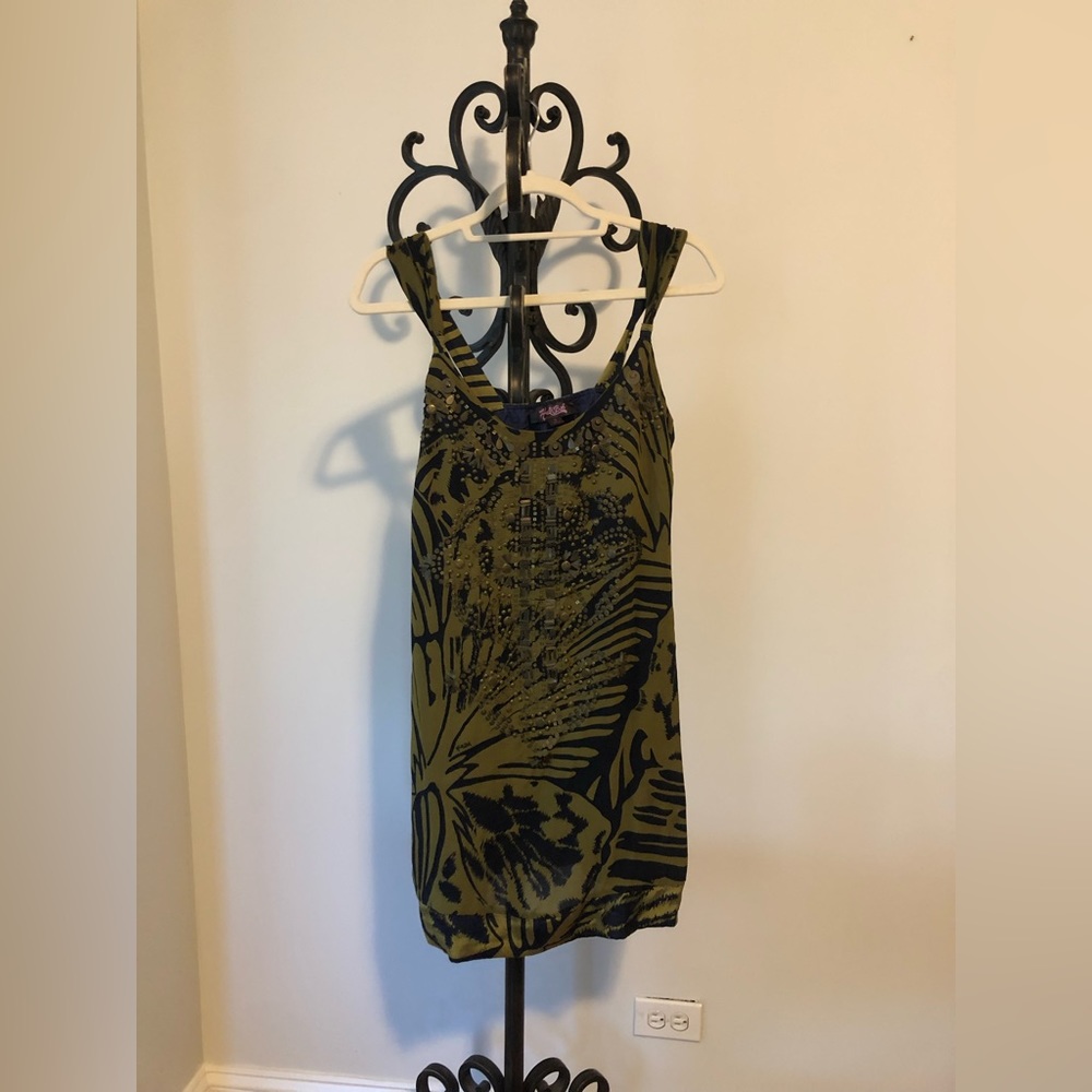 Fun beaded cocktail dress with flower pattern